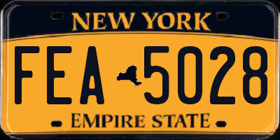 NY license plate FEA5028