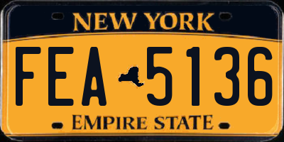 NY license plate FEA5136