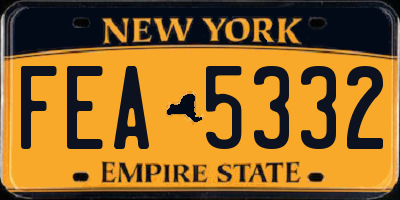 NY license plate FEA5332