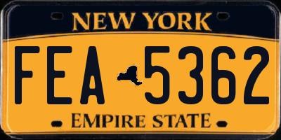 NY license plate FEA5362