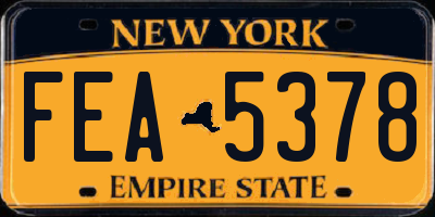 NY license plate FEA5378