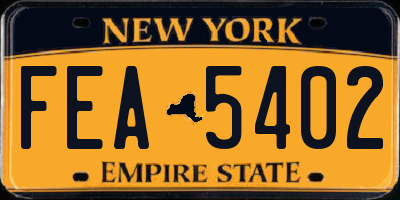 NY license plate FEA5402