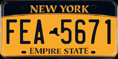 NY license plate FEA5671