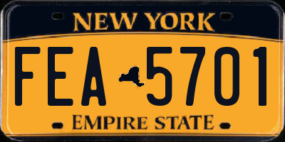 NY license plate FEA5701