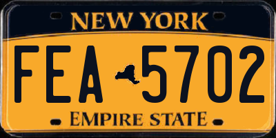 NY license plate FEA5702