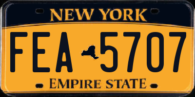 NY license plate FEA5707