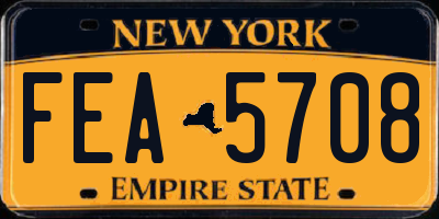 NY license plate FEA5708