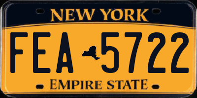 NY license plate FEA5722