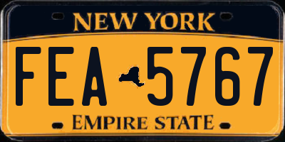 NY license plate FEA5767