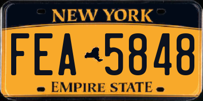 NY license plate FEA5848
