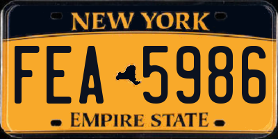NY license plate FEA5986