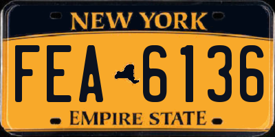 NY license plate FEA6136