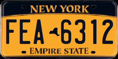 NY license plate FEA6312