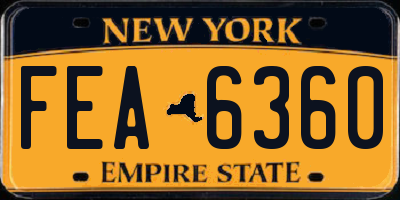 NY license plate FEA6360