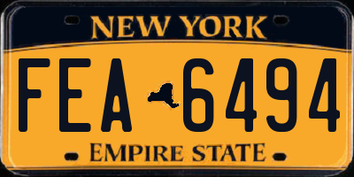 NY license plate FEA6494