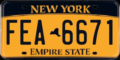 NY license plate FEA6671