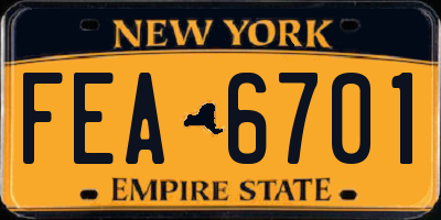 NY license plate FEA6701