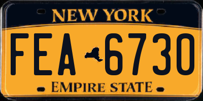 NY license plate FEA6730