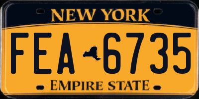 NY license plate FEA6735