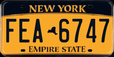 NY license plate FEA6747