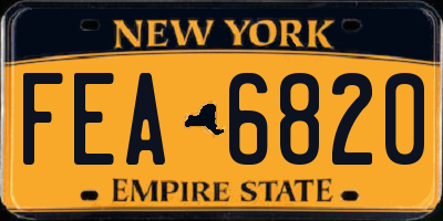 NY license plate FEA6820