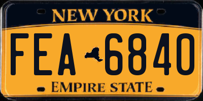 NY license plate FEA6840