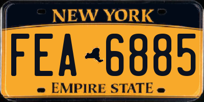 NY license plate FEA6885