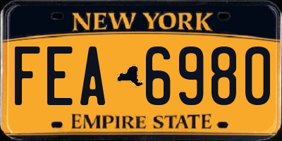 NY license plate FEA6980