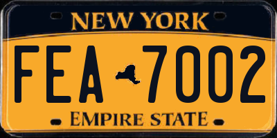 NY license plate FEA7002