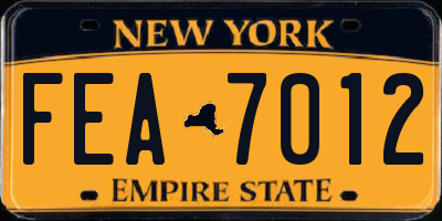 NY license plate FEA7012