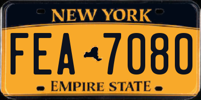 NY license plate FEA7080