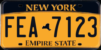 NY license plate FEA7123