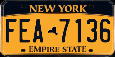 NY license plate FEA7136