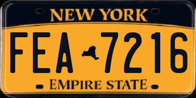 NY license plate FEA7216