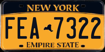 NY license plate FEA7322