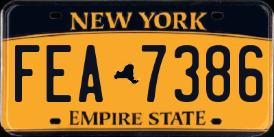 NY license plate FEA7386