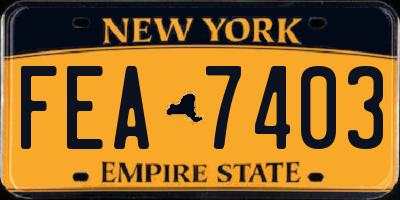 NY license plate FEA7403