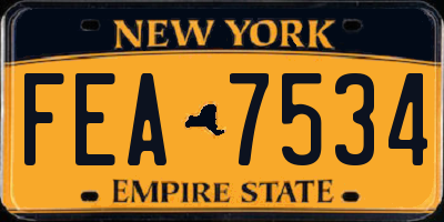 NY license plate FEA7534