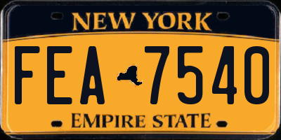 NY license plate FEA7540