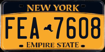NY license plate FEA7608
