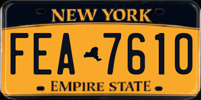 NY license plate FEA7610