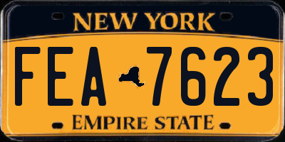 NY license plate FEA7623