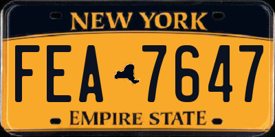 NY license plate FEA7647