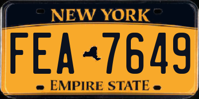 NY license plate FEA7649