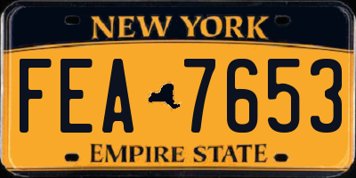 NY license plate FEA7653