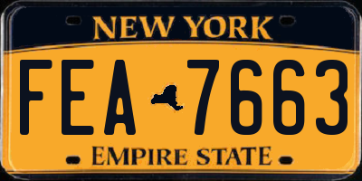 NY license plate FEA7663