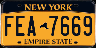 NY license plate FEA7669