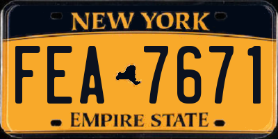 NY license plate FEA7671
