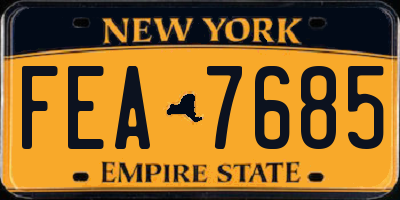 NY license plate FEA7685