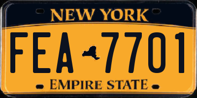 NY license plate FEA7701